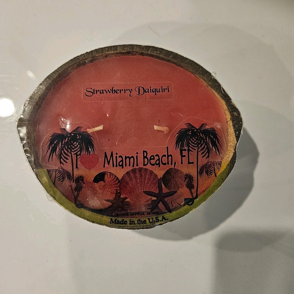 Strawberry Daiquiri Coconut Shell Candle Miami Beach Florida